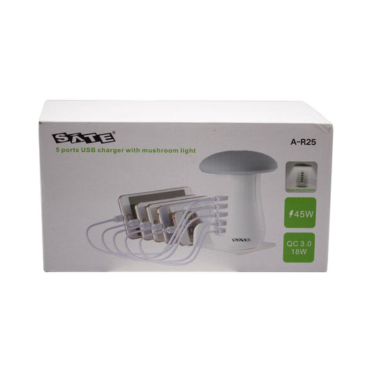 Cargador USB SATE A-R25U tipo hongo con Quick Charge 3.0 y soporte