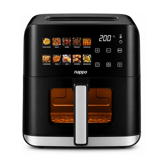 Freidora Sin Aceite Digital Nappo Healthy NEF-348 4L sobre fondo blanco, vista completa del producto