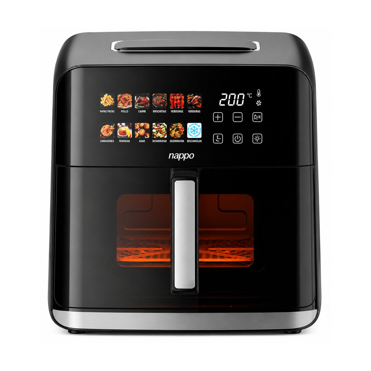 Freidora Sin Aceite Digital Nappo Healthy Pro NEF-347 8L sobre fondo blanco, vista completa del producto