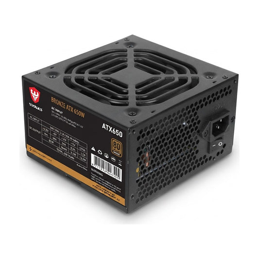 Fuente de Poder 650WB 650W 80 Plus Bronce ATX, vista de producto sobre fondo blanco