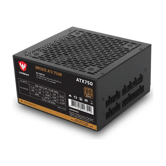 Fuente de Poder 750WB 750W 80 Plus Bronce Full Modular, vista de producto sobre fondo blanco