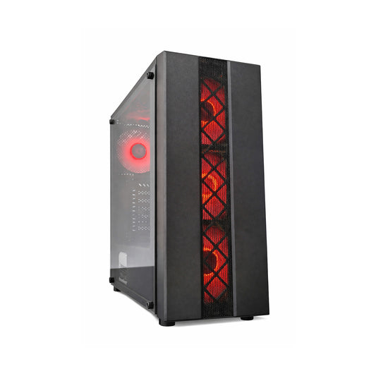 Gabinete Gamer ATX 1400K con 4 Coolers RGB y Alto Flujo de Aire sobre fondo blanco