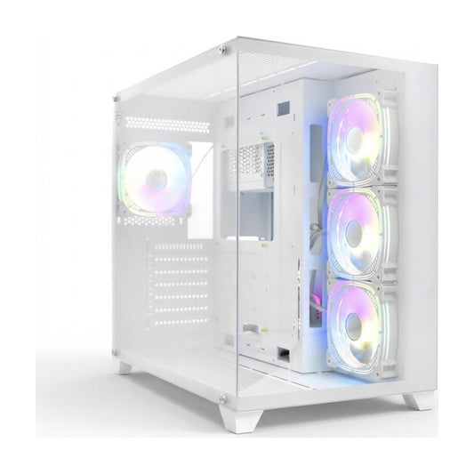 Gabinete gamer blanco K897 con vidrio templado y coolers RGB
