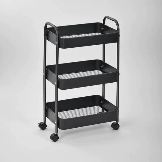 Carrito Organizador Plegable SATE A13-065H Negro 3 Bandejas 45x29x78 cm