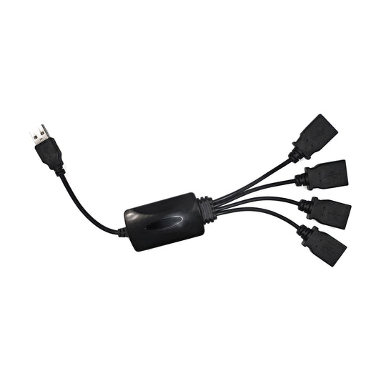 Hub USB tipo pulpo negro con cuatro puertos USB