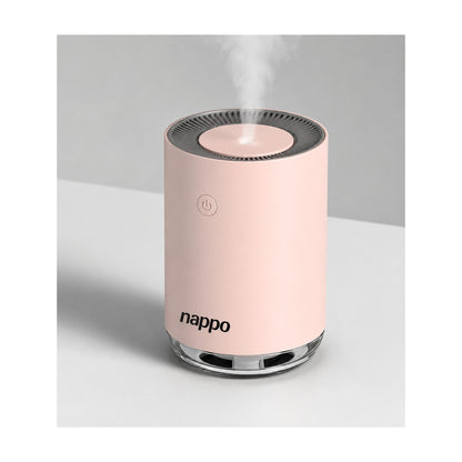 Humidificador Aromático Ultrasónico Nappo NEV-071 Rosado 220ml sobre fondo blanco, vista completa del producto