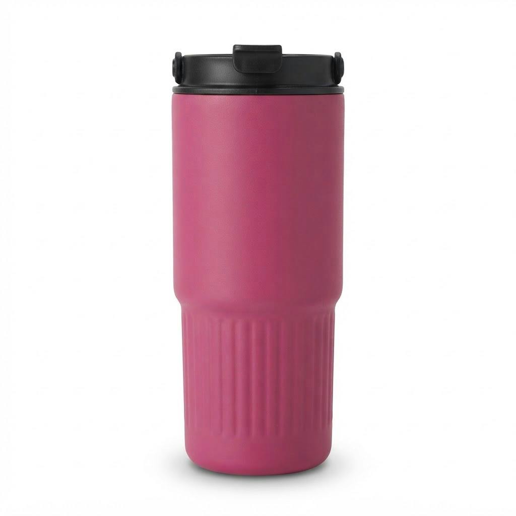 Vaso térmico de café de acero inoxidable 900 ml fucsia sobre fondo blanco