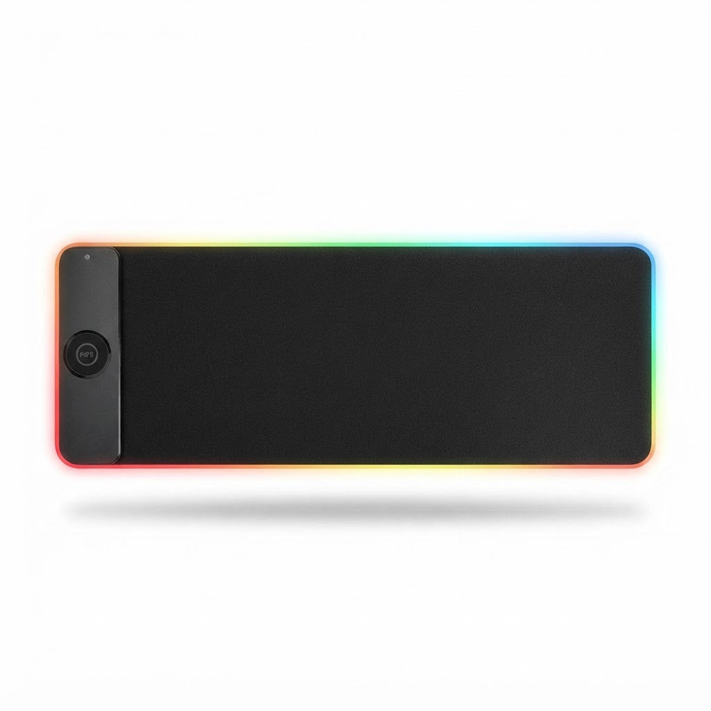 Mousepad extendido negro con RGB y carga inalámbrica integrada