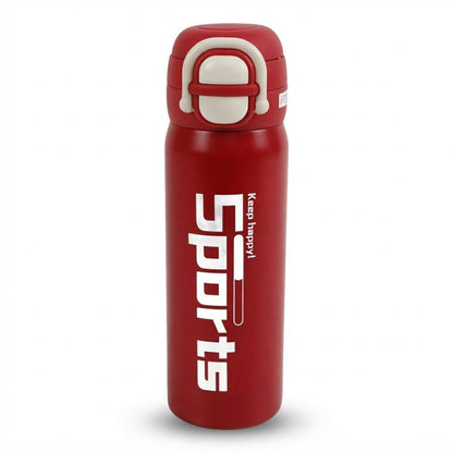 Botella térmica de acero inoxidable 600 ml roja Sports sobre fondo blanco