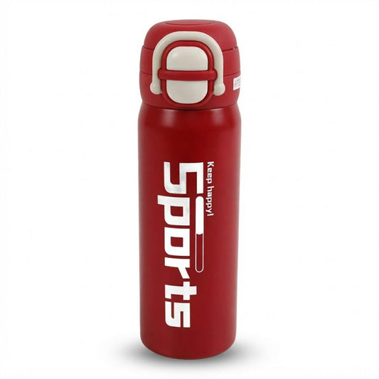 Botella térmica de acero inoxidable 600 ml roja Sports sobre fondo blanco