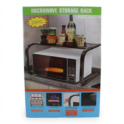 Estante organizador para microondas de hierro 35 x 54 cm sobre fondo blanco