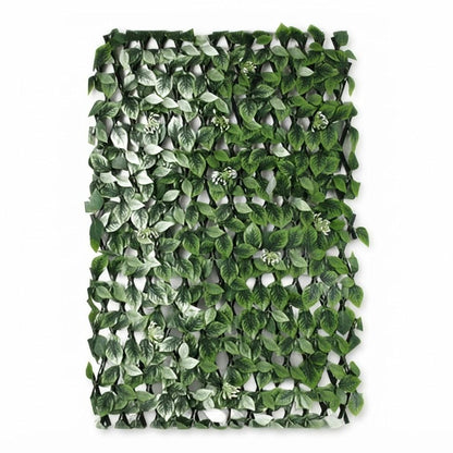 Cerco extensible de hojas artificiales 1,2 x 2,2 m verde sobre fondo blanco