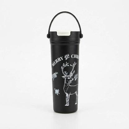 Vaso térmico de acero inoxidable 600 ml con asa diseño reno sobre fondo blanco