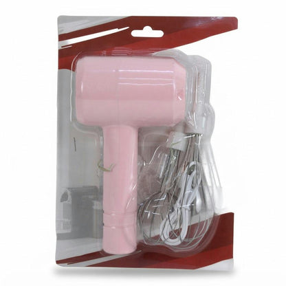 Batidor de huevos eléctrico recargable USB rosa sobre fondo blanco