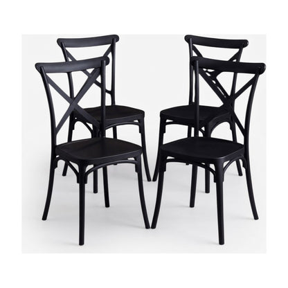 Juego de 4 Sillas de Plástico SA-2652011 Negro sobre fondo blanco