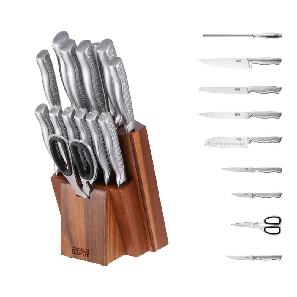 Juego de cuchillos Winning Star ST-7807 de 15 piezas con revestimiento antiadherente