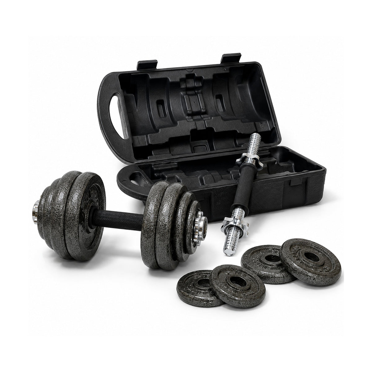 Kit de Mancuernas Ajustables 18 kg para Entrenamiento de LEVEL, producto centrado sobre fondo blanco
