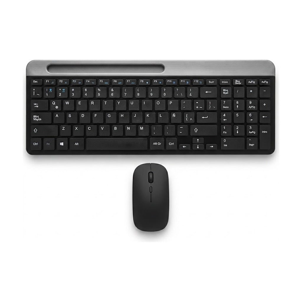 Kit Teclado + Mouse Bluetooth y 2.4 GHz 1600 DPI, vista de producto sobre fondo blanco