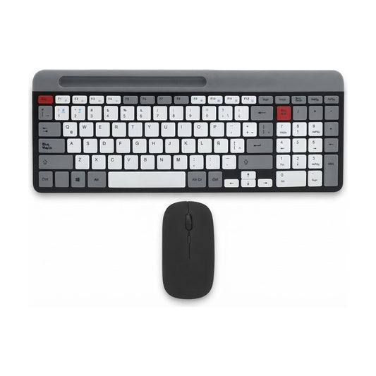 Kit Teclado + Mouse Bluetooth y 2.4 GHz con Teclas Silenciosas, vista de producto sobre fondo blanco