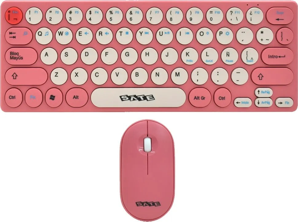 Kit Teclado + Mouse Inalámbrico Satellite AK-6062G Mini Layout Español