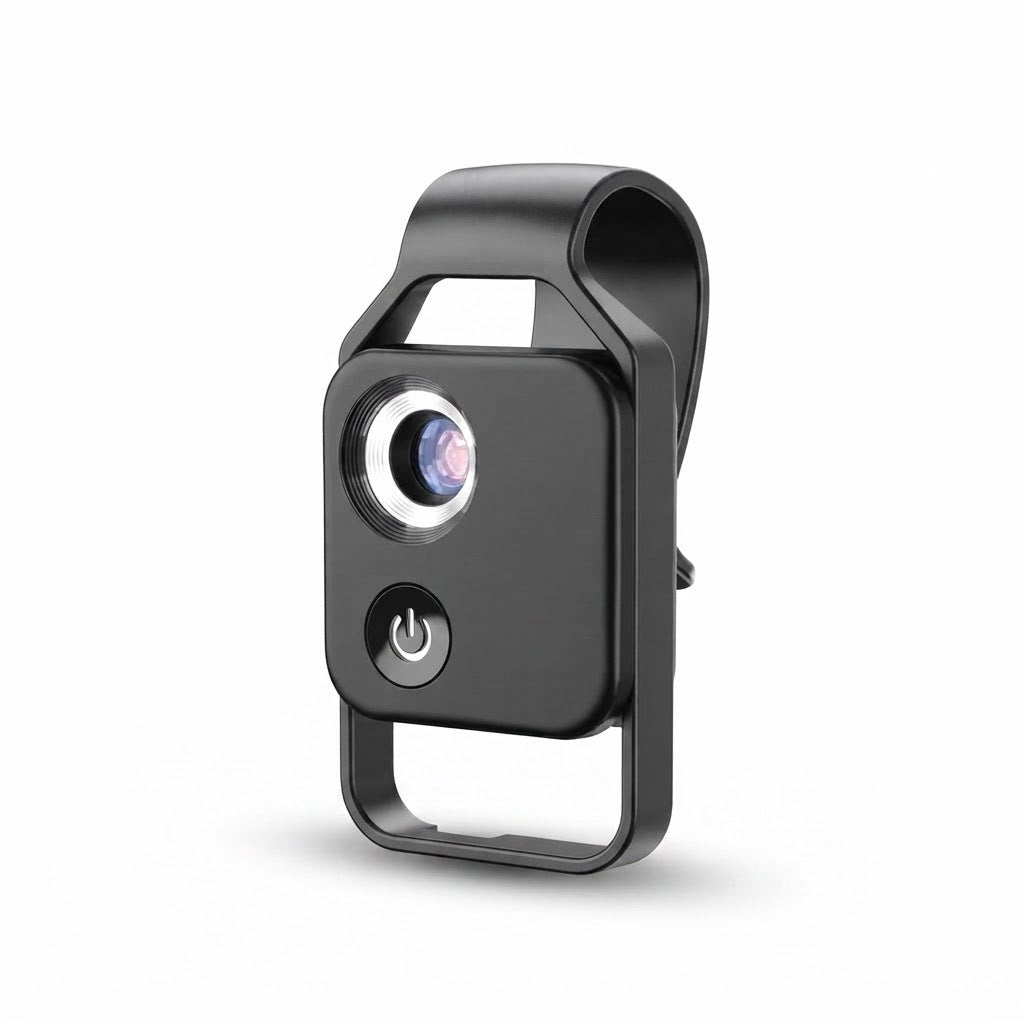 Lente zoom 200x para celular APL- con batería recargable, vista de producto sobre fondo blanco