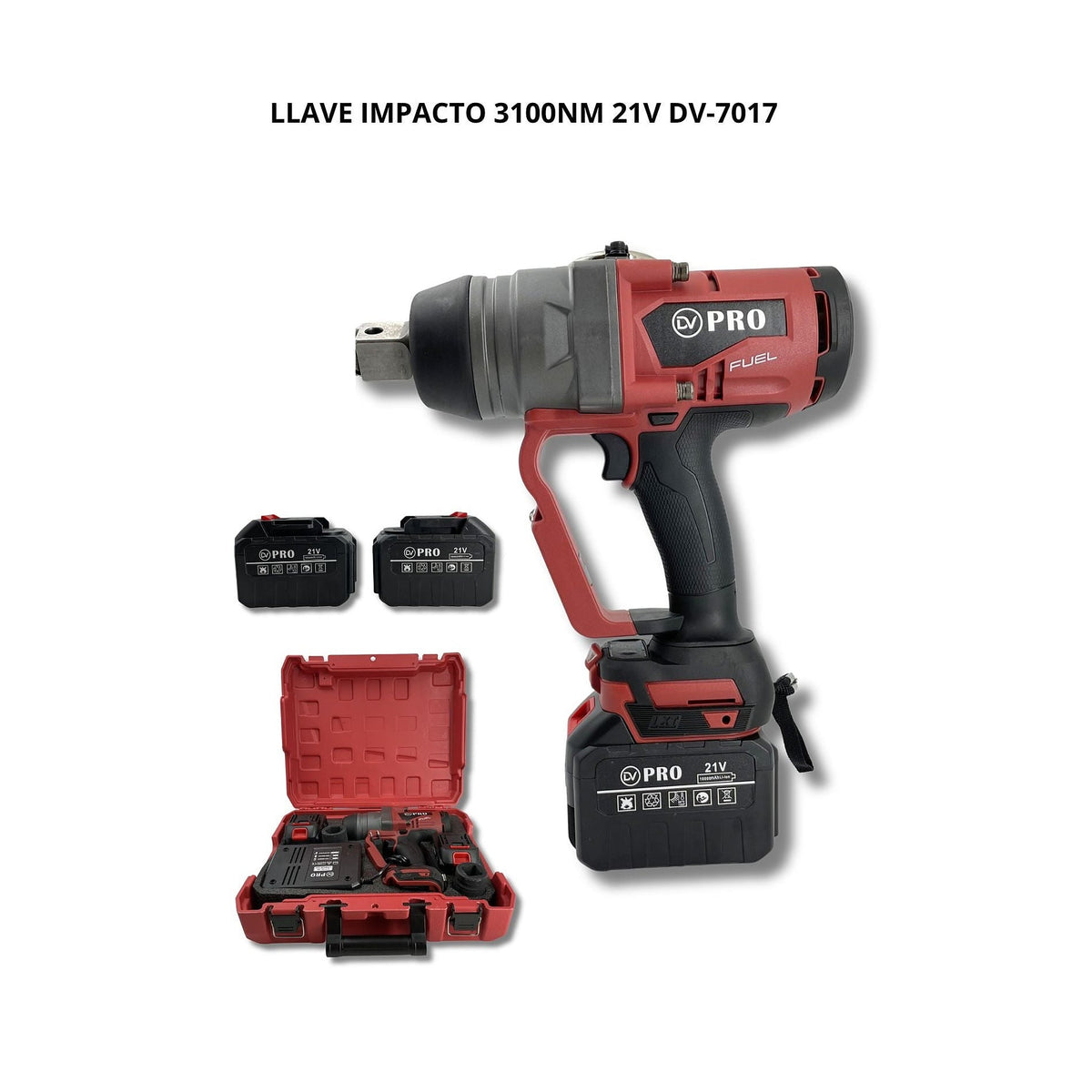 Llave de Impacto Inalámbrica 21V DV-7017 3100Nm con Baterías de DIVINO, producto centrado sobre fondo blanco