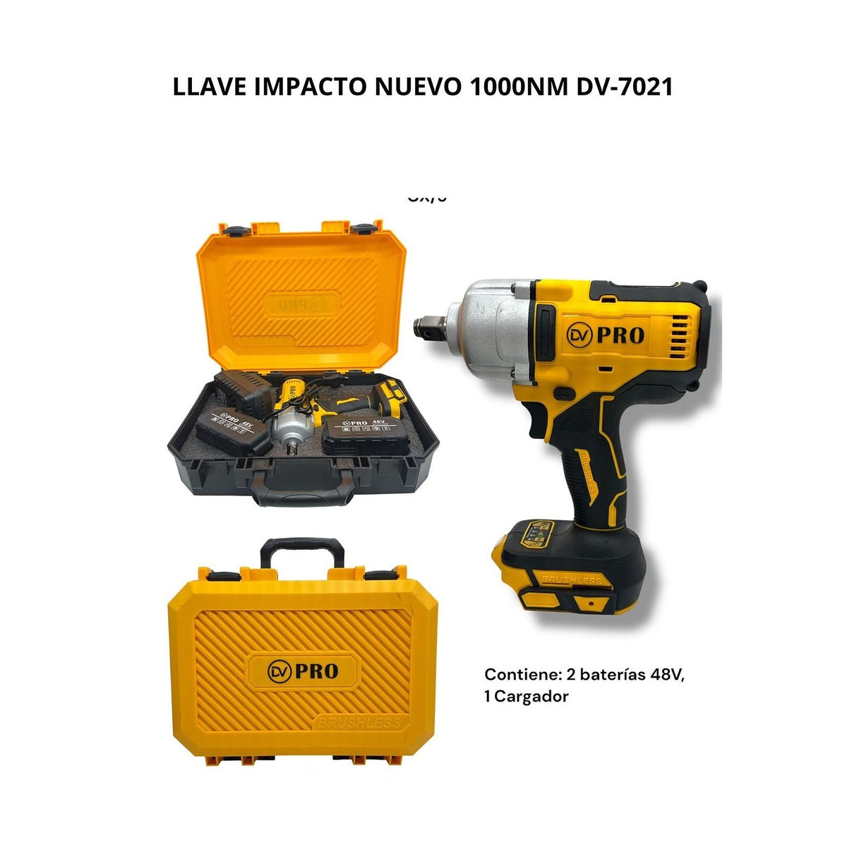 Llave de Impacto Inalámbrica 48V DV-7021 1000Nm de DIVINO, producto centrado sobre fondo blanco