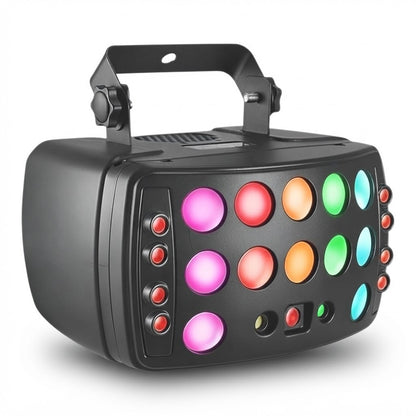 Luz Para Fiestas LED A-MH017 RGBW Multiefectos sobre fondo blanco