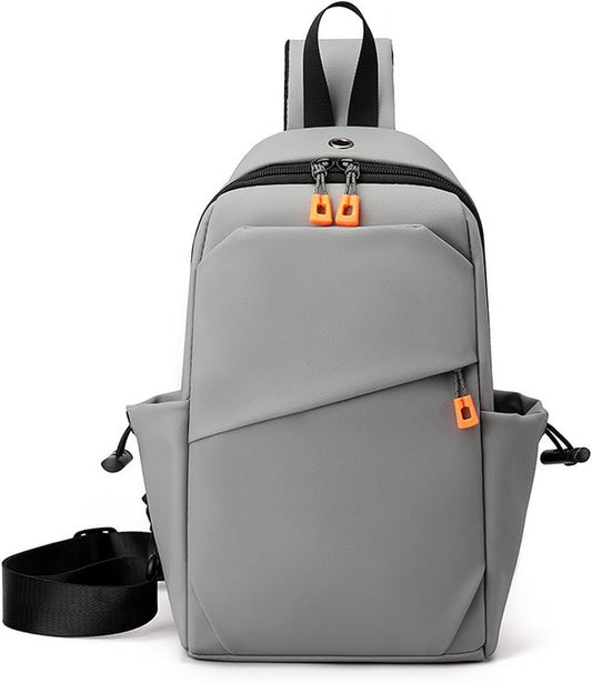 Mochila Transversal Antirrobo SATE A-KP1622 gris impermeable con puerto USB