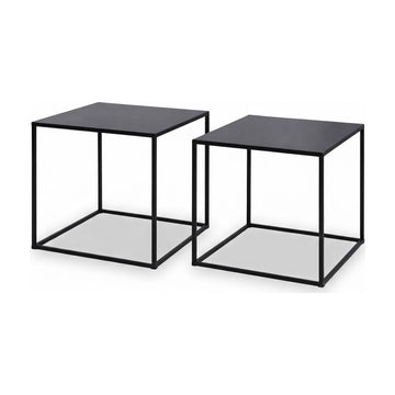 SET 2 MESAS AUX 38X38X41/34X34X37CM METAL NEGRO