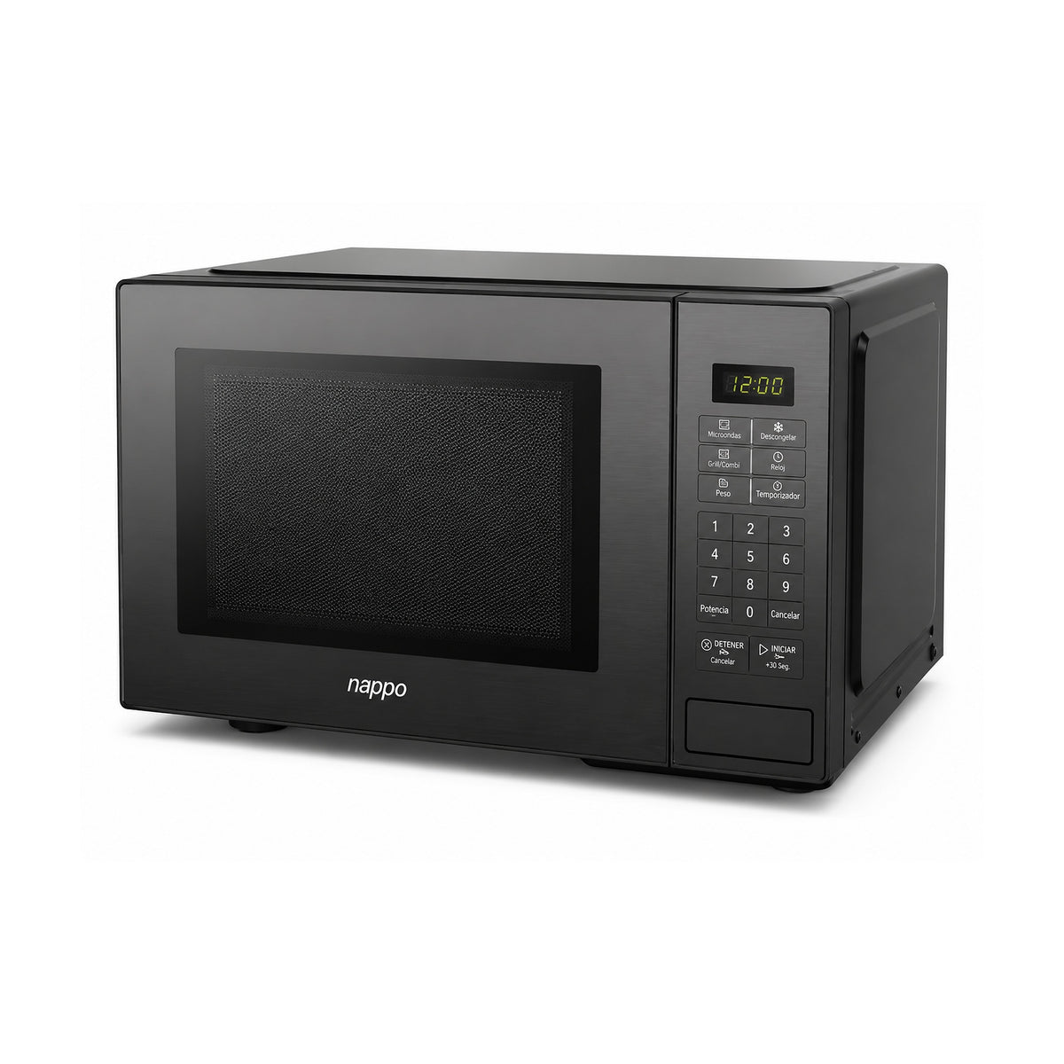 Microondas Nappo NEX-320 Negro 28 Litros 1400W sobre fondo blanco