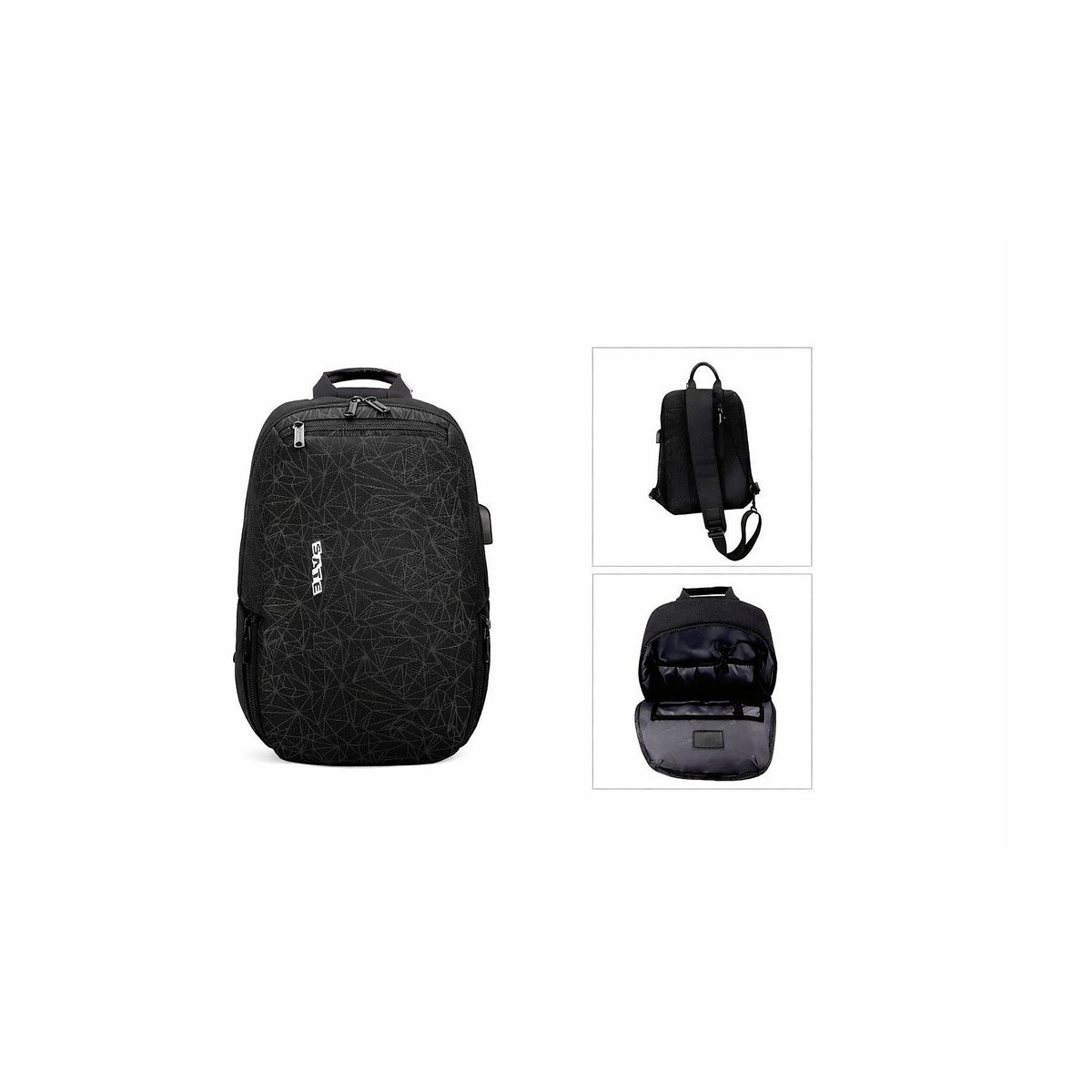 Mochila Cruzada SATE A-KP77 Negra con USB de SATE, producto centrado sobre fondo blanco