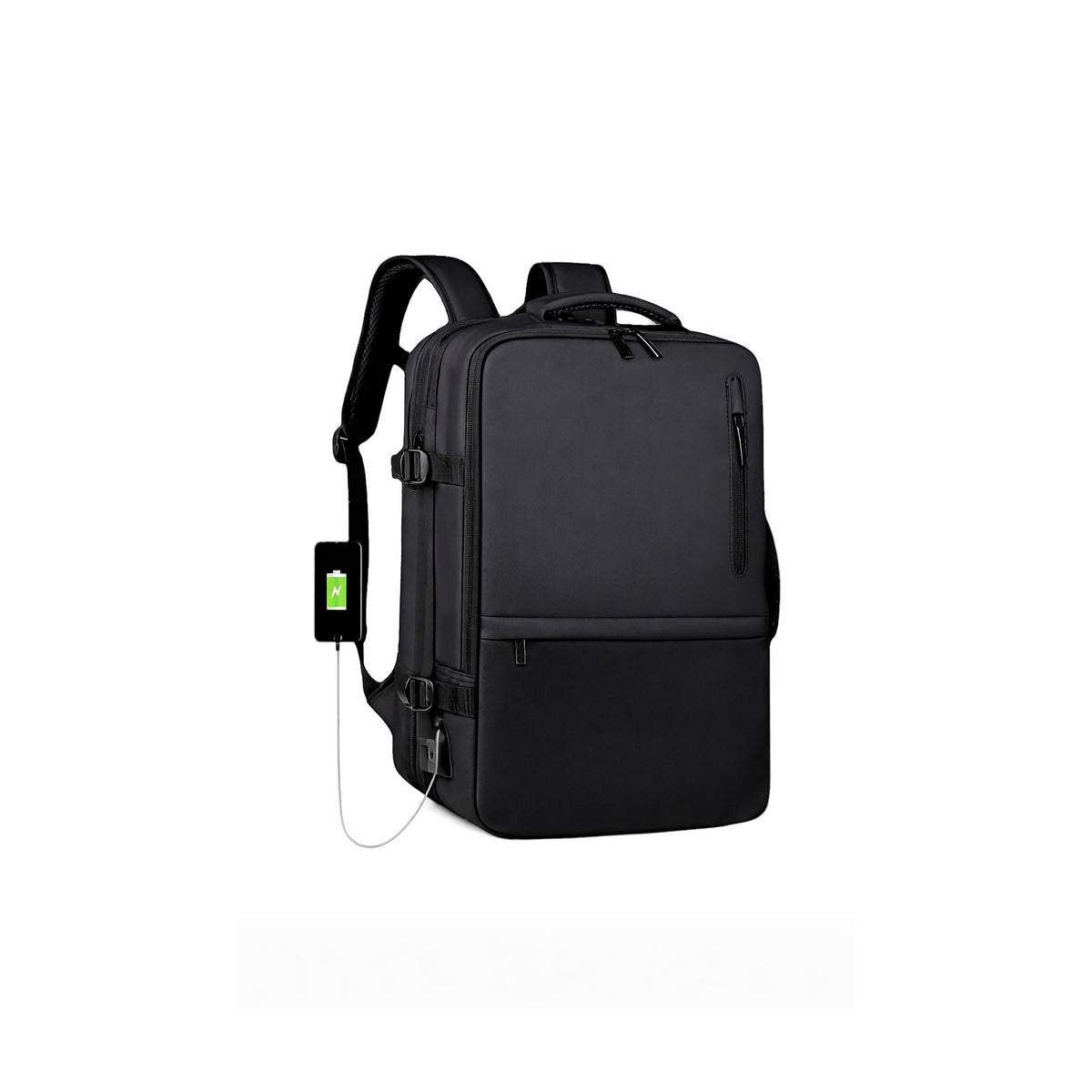 Mochila para Notebook SATE A-KP4031 15.6” Negra con USB de SATE, producto centrado sobre fondo blanco