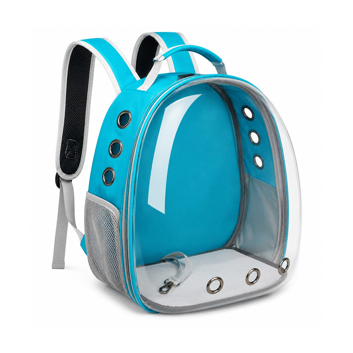 Mochila para Mascotas Sate A-MM1801 Celeste Agua sobre fondo blanco, vista completa del producto