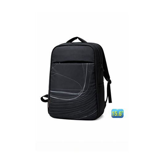 Mochila para Notebook SATE A-KP60 15.6” Negra con Compartimentos sobre fondo blanco