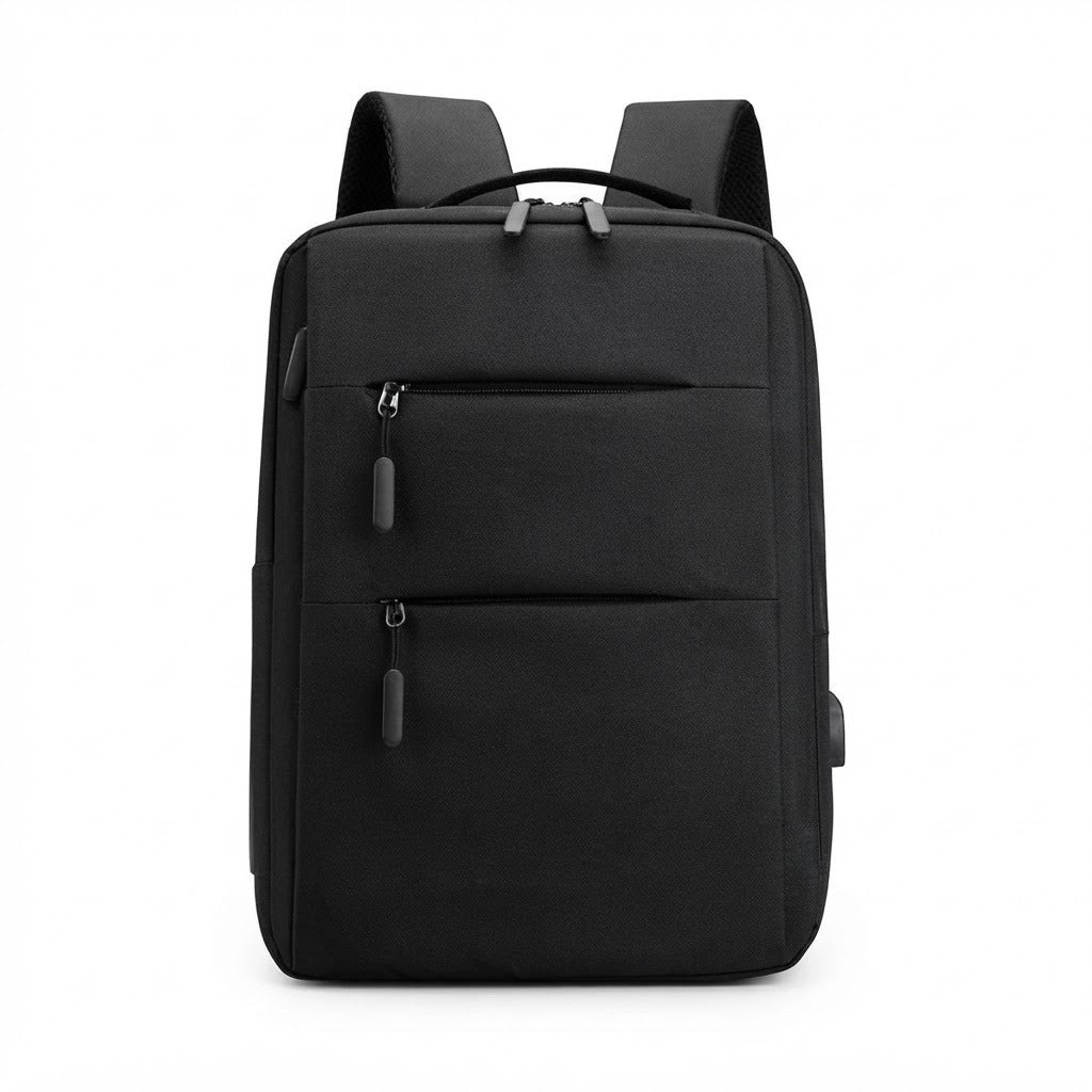 Mochila para Notebook SATE A-KP703 15” Negra Antirrobo con USB sobre fondo blanco