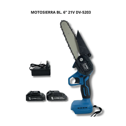 Motosierra Inalámbrica 6” 21V Brushless DV-5203 con Baterías de DIVINO, producto centrado sobre fondo blanco