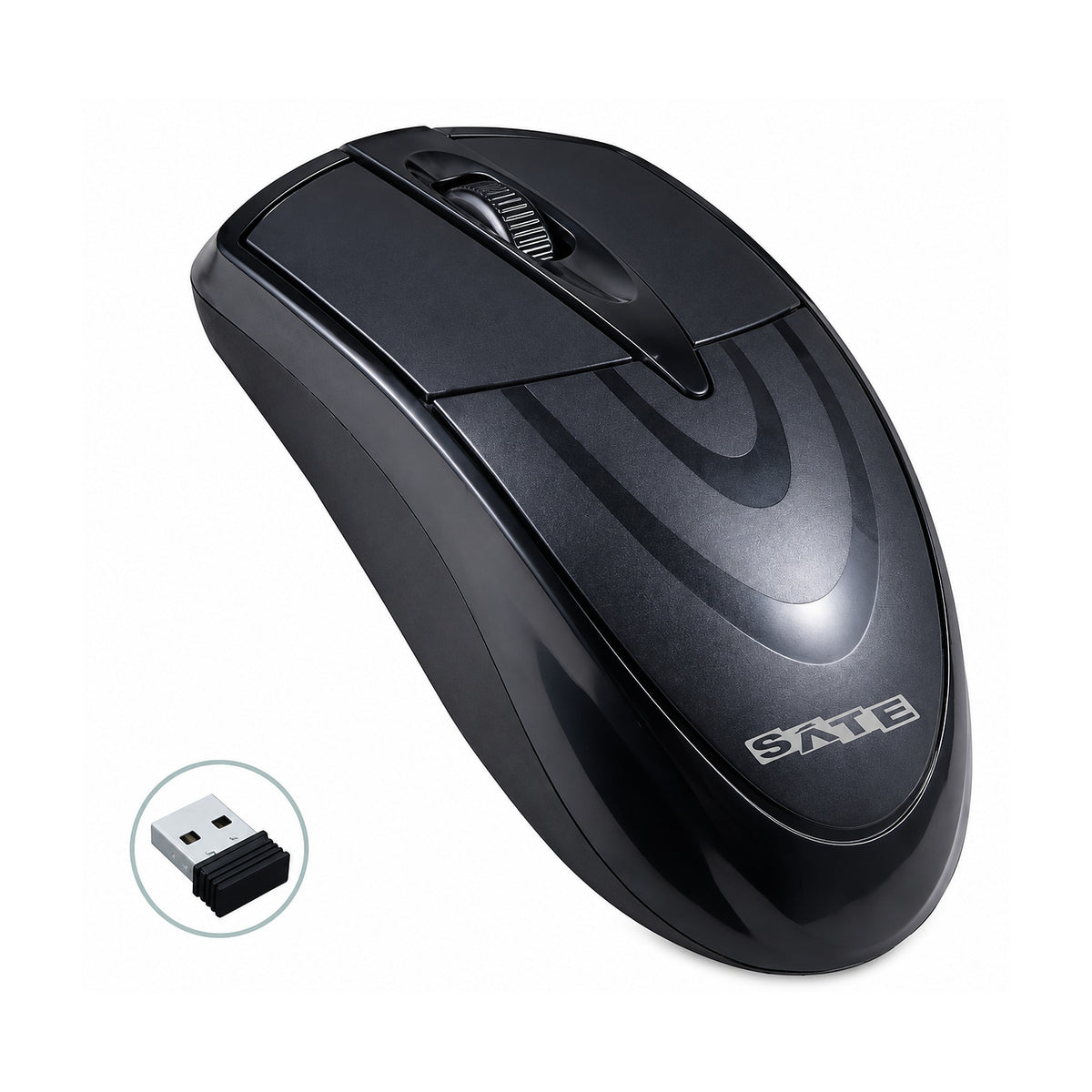 Mouse Inalámbrico A-46G de SATE, producto centrado sobre fondo blanco
