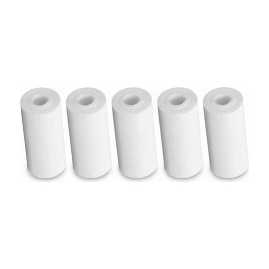 Papel Térmico A5-1 5 rollos sobre fondo blanco