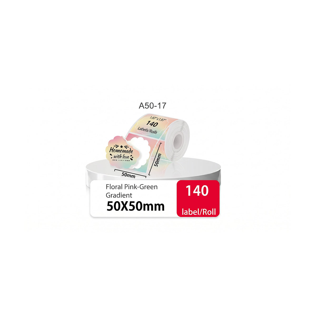 Etiqueta Térmica Decorativa Festoneada Pastel 50×50 mm — Rollo de 140 · SATE A50-17 de SATE, producto centrado sobre fondo blanco