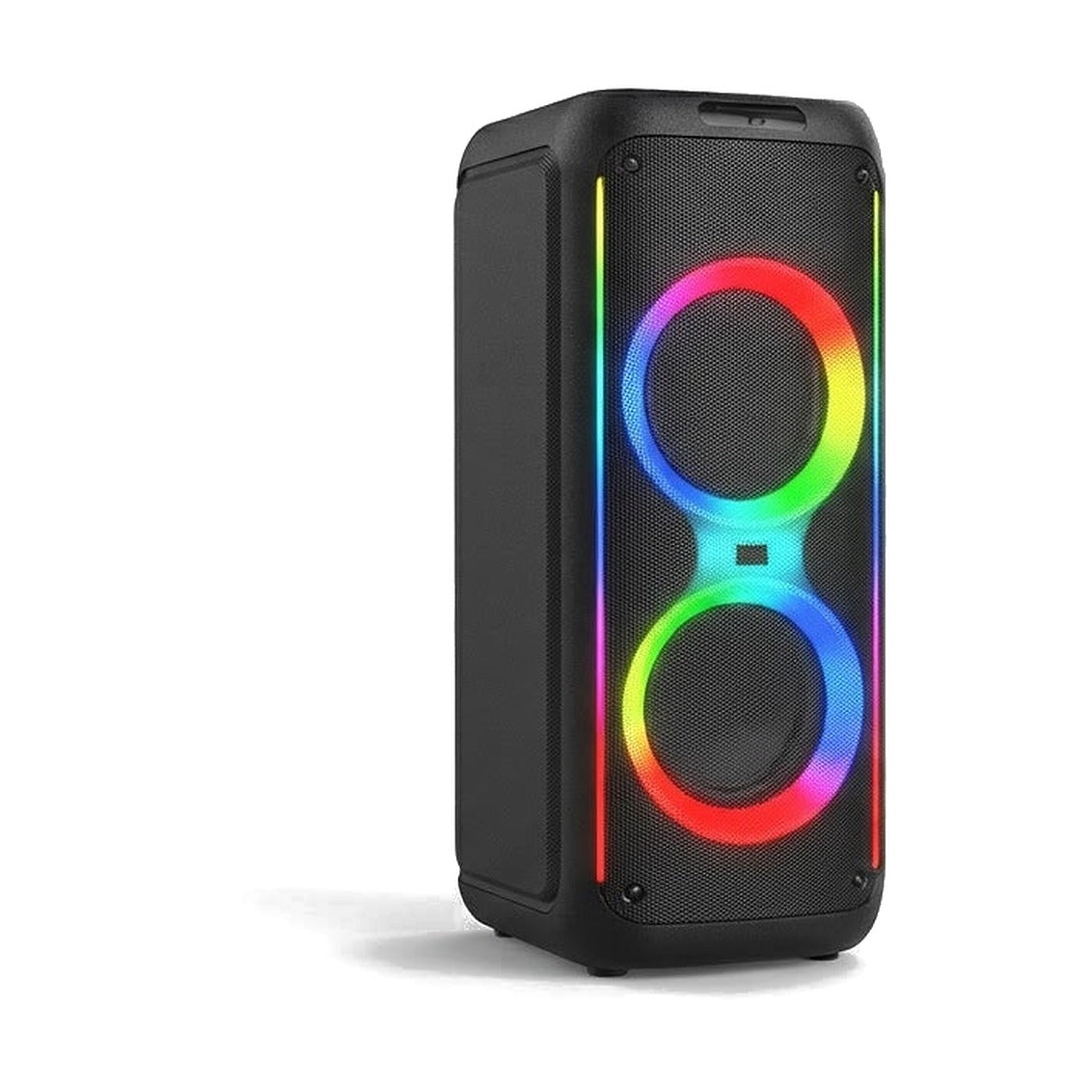 Parlante torre Kolav negro con dos aros de luz RGB