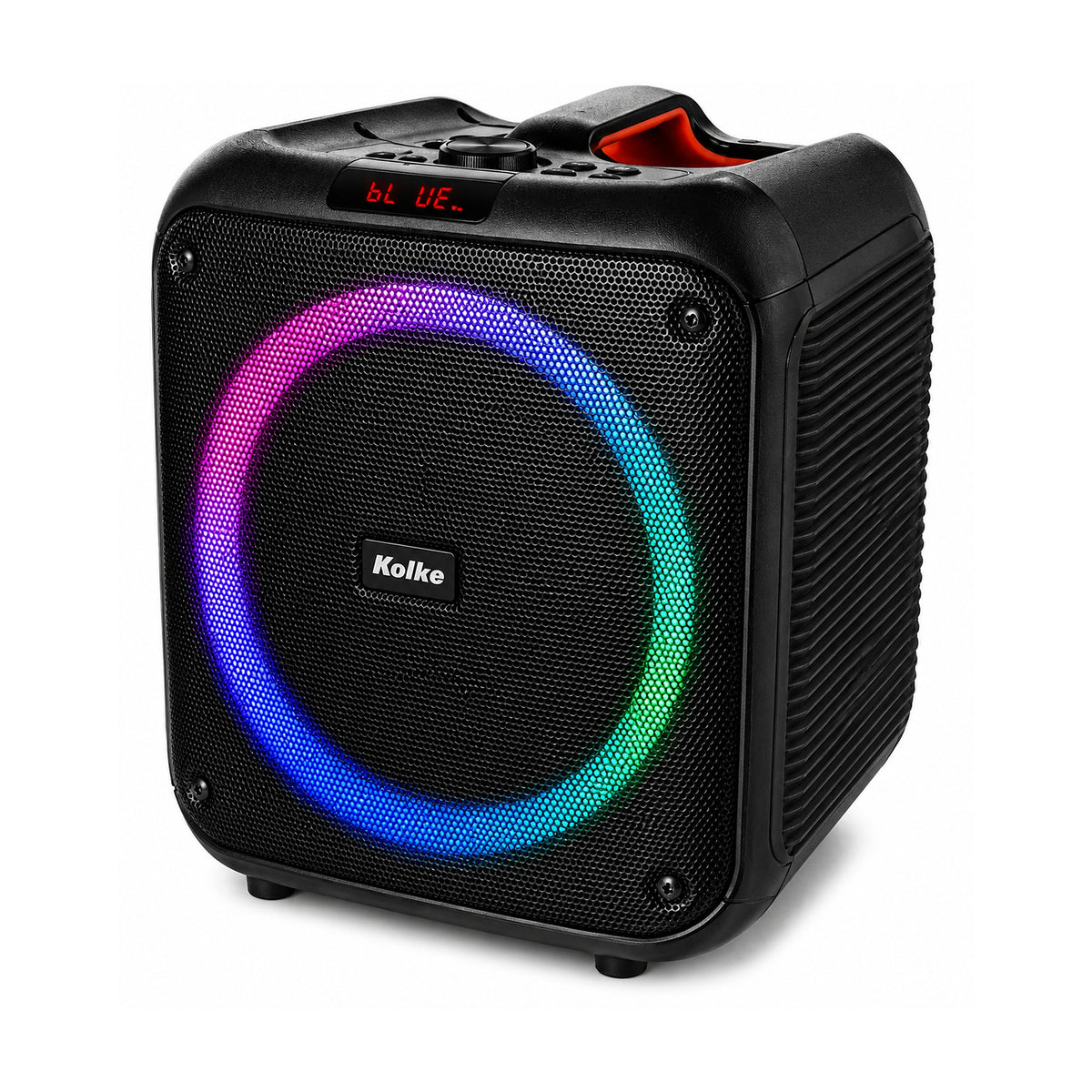 Parlante Kolke Party Cube KPB-584 8" 250W con Luces LED y TWS de KOLKE, producto centrado sobre fondo blanco