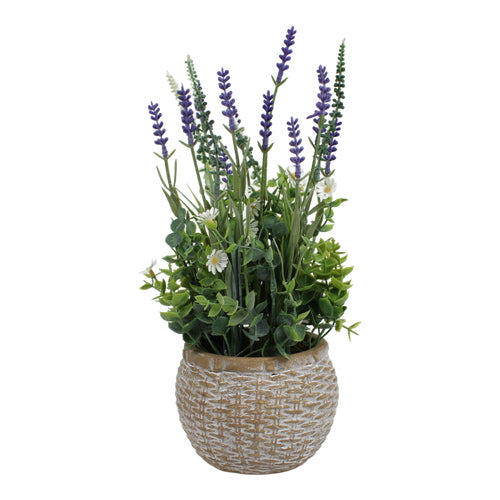 Planta artificial de lavanda en maceta tejida 35 cm