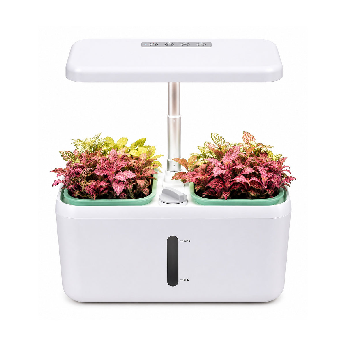Plantera Smart Z224-1 Blanca con Cultivo Hidropónico LED de SATE, producto centrado sobre fondo blanco