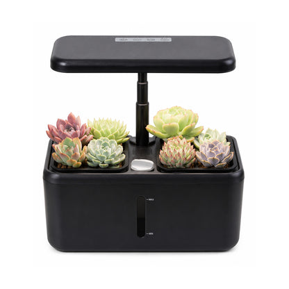 Plantera Smart Z224-1 Negra con Cultivo Hidropónico LED de SATE, producto centrado sobre fondo blanco