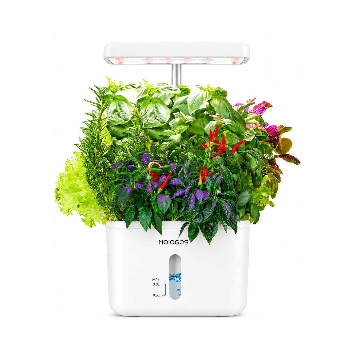 Plantera Smart Z230-2 Blanca con Cultivo Hidropónico LED de SATE, producto centrado sobre fondo blanco