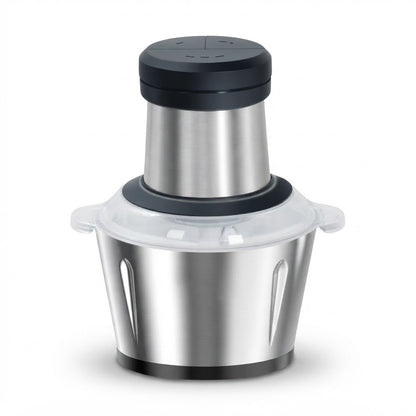 Procesador de 3 litros y 500 W con cuerpo de acero inoxidable, vista de producto sobre fondo blanco