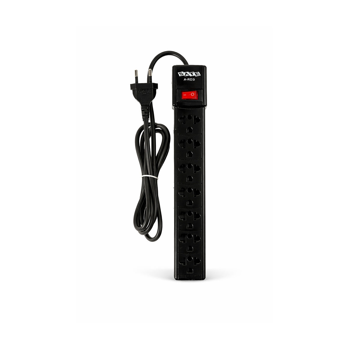 Prolongador Eléctrico SATE A-R05 6 Tomas con Interruptor de SATE, producto centrado sobre fondo blanco
