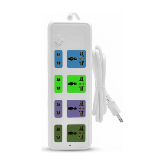 Prolongador Eléctrico SATE A-R382W 2m 8 Tomas Colores Blanco 2500W - foto de producto centrado sobre fondo blanco