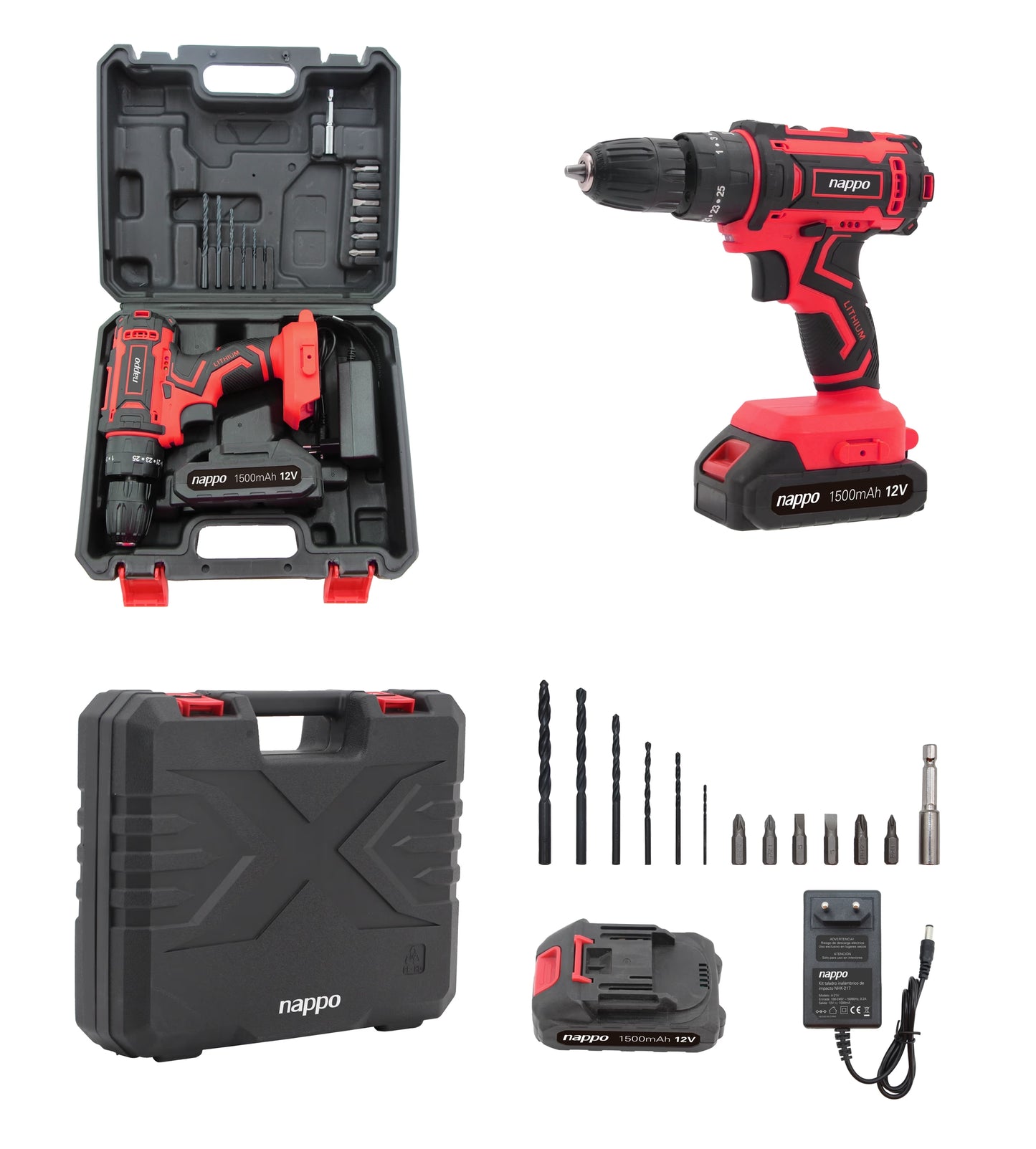Kit Taladro Inalámbrico de Impacto NHK-217 – 12V con 16 Piezas y Maletín